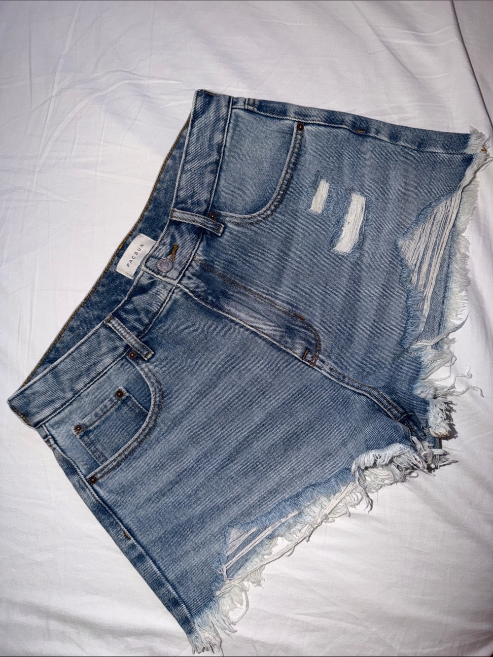 PacSun Faded Blue Distressed Denim Cutoff Shorts